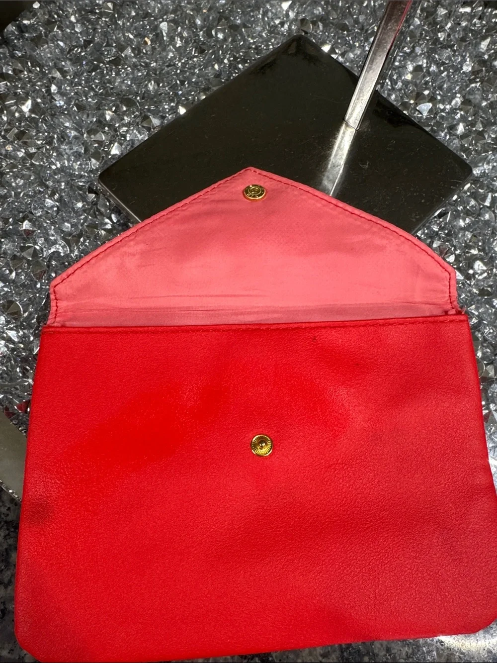 ipsy Red 'Sealed With a Kiss' Gold Lettering Cosmetic Bag